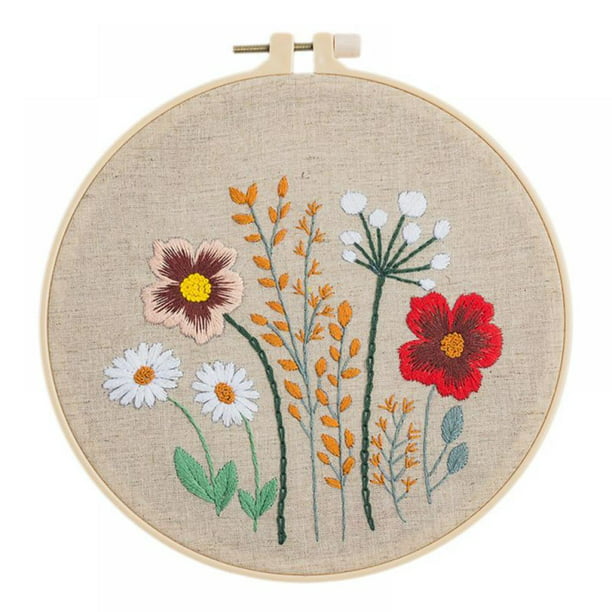 Flower Pattern Stamped Cross Stitch Kit Embroidery Package for Beginners